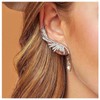 Iaceble Bohemia Angel Wing Ear Climber Earrings Silver Crystal Feather
