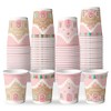 Whaline 100Pcs Christmas Paper Cups 9Oz Pink Gingerbread House Disposable