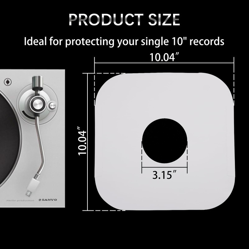 20 Pack 10 Inch Vinyl Record Inner Sleeves Heavy White