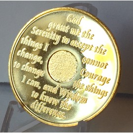 Xingcolo 20 Year 24K Gold Plated AA (Alcoholics Anonymous) - Sober / Sobriety / Birthday / Anniversary / Recovery / Medallion / Coin / Chip