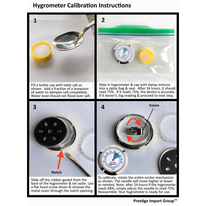 Medium Round Analog Hygrometer Humidity Gauge for Humidors - Color: