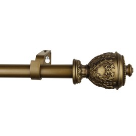 Urbanest 1-inch Diameter Grecian Urn Adjustable Single Drapery Curtain Rod, 28-inch to 48-inch, Renaissance Gold