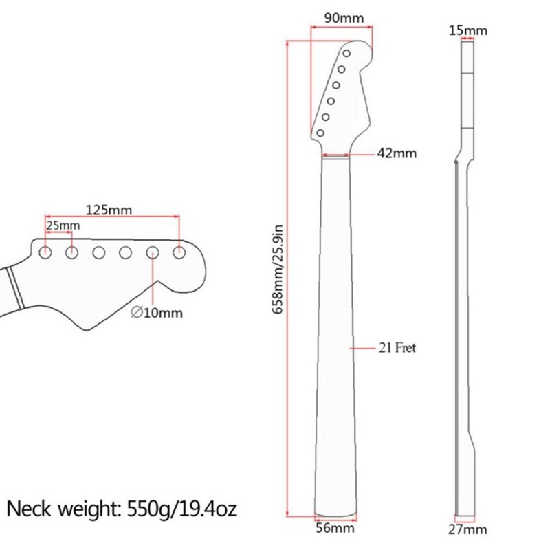 21 Frte Tiger Flame Maple Guitar Neck Replacement Parts for