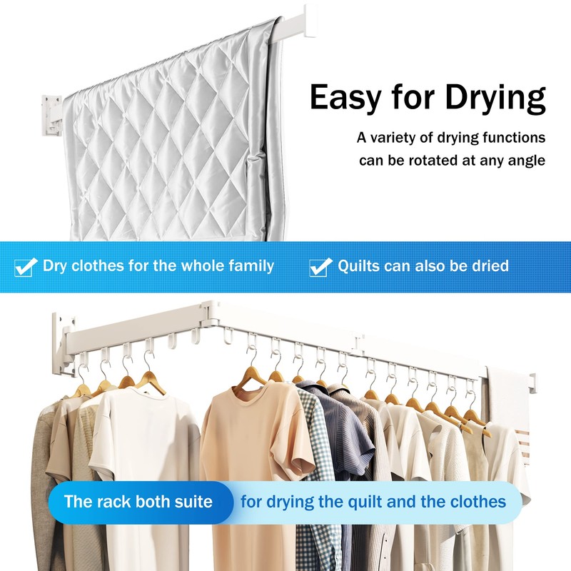BOQORAD Wall Mounted Drying Rack,Clothes Drying Rack,Laundry Drying Rack,Collapsible Drying