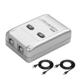 CERRXIAN USB2.0 Manual Drucker-Sharer-Switcher, 2 in 1 Out-Druckerfreigabe-Geräteadapter, 2-Port-USB-B-Switch-Hub-Konverter mit 2 USB-Druckerkabeln (5 Fuß/1,5 m) für Druckertscanner