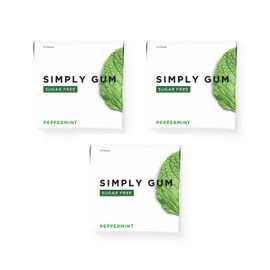 SIMPLY Gum | Xylitol Sugar Free Chewing Gum | Peppermint | Pack of Three (45 Pieces Total) | Synthetic Free + Sugar Free + Aspartame Free
