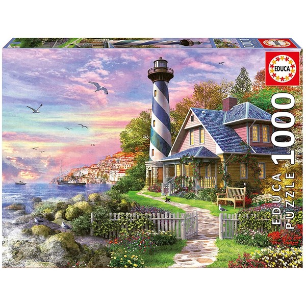 Educa - Lighthouse at Rock Bay - 1000 Piece Jigsaw Puzzle - Puzzle Glue Included - Completed Image Measures 26.8" x 18.9" - Ages 14+ (17740)