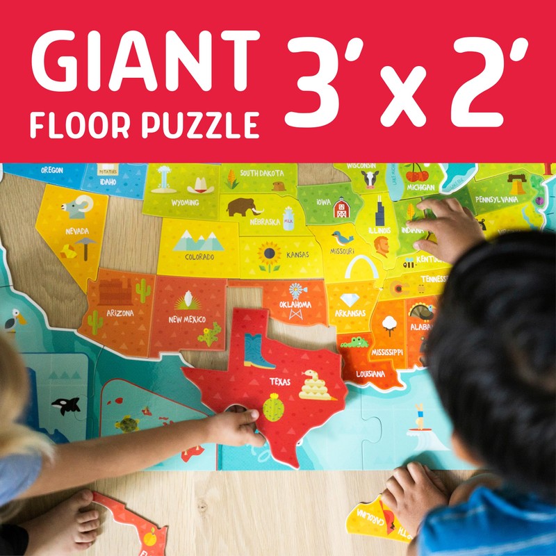 Chuckle & Roar - USA Map Floor Puzzle for Kids