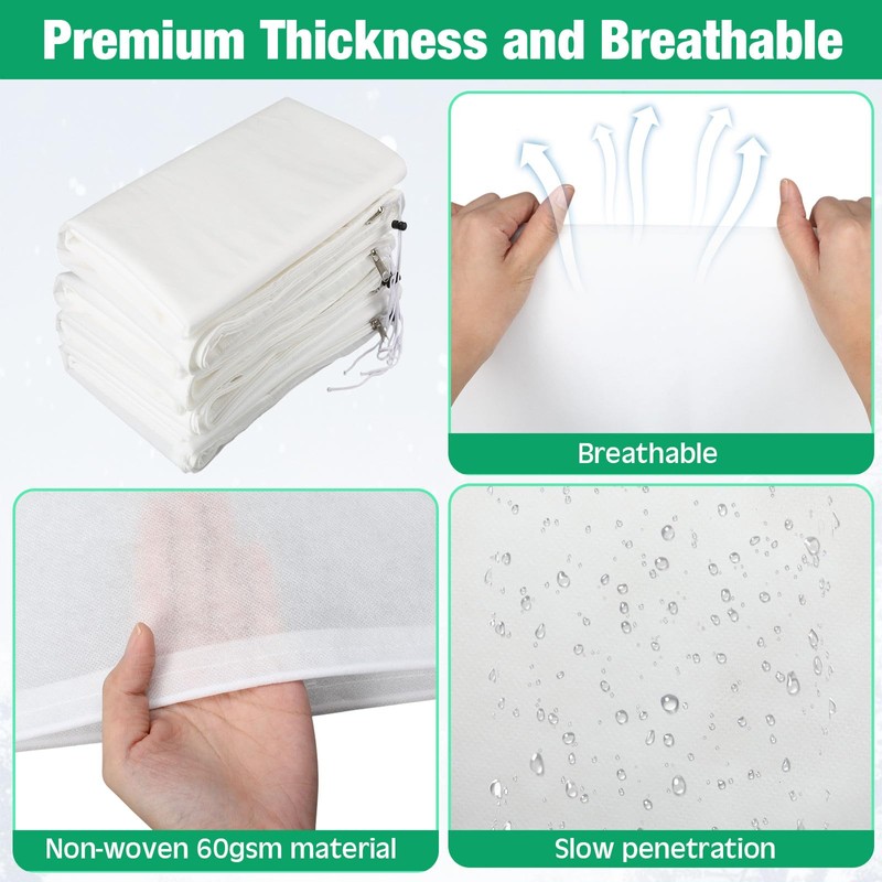 8 Pcs Plant Covers Freeze Protection 35.4" x 59", White