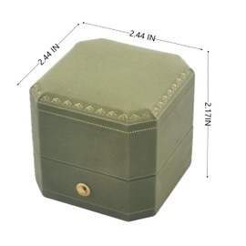 MTJYQYF 3 Slots Velvet Jewelry Ring Box, Octagon Engagement Ring Box Ring Display Holder Case with Hinged Lid for Proposal Engagement Wedding, 2.44x2.44x2.17 IN -U2-PRB003-Green