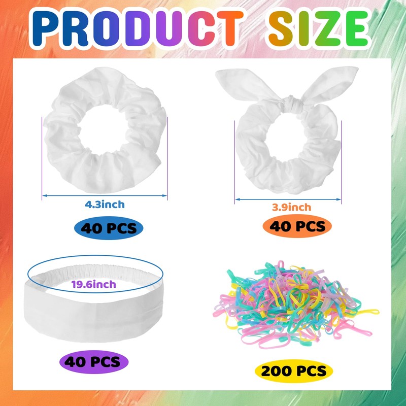 120PCS White Cotton Scrunchies Set for Tie Dye, Includes Scrunchies