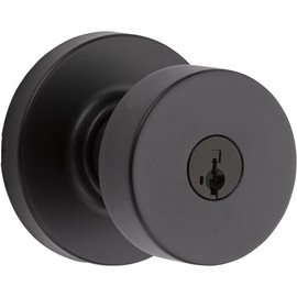 Kwikset 97402-895 Pismo Door Knob, Matte Black, Round Rose