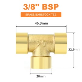 GASHER 5Pcs Brass Tee Fitting, 3/8" x 3/8" x 3/8" BSP Female Pipe Fittings