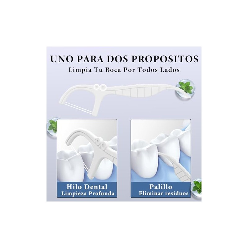 Hilo Dental,Oral Flossers Diseño Ultrarresistente de Doble Línea,con Vitamina E