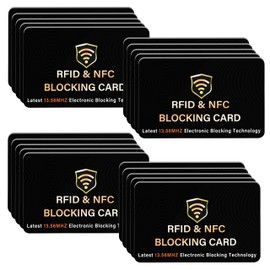 SaiTech IT 20 Pack RFID Blocking Card, One Card Protects Entire Wallet Purse, NFC Contactless Bank Debit Credit Card Protector ID ATM Guard Card Blocker–(Black)
