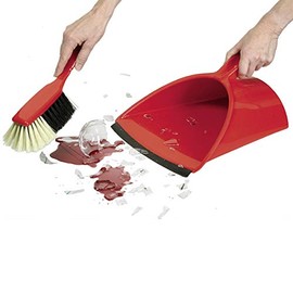 DELFIN Jumbo Professional Gastro Dustpan Set in Red, Plastic, Regular