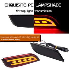 Tonsya For Subaru 2008-14 WRX/STI,08-up Impreza, 13-up XV Crosstrek Bumper Reflector Tail Lights Brake Stop & Rear Fog Lamps Smoked Lens OEM 84281FG000, 84281FG010; SU1185100, SU1184100