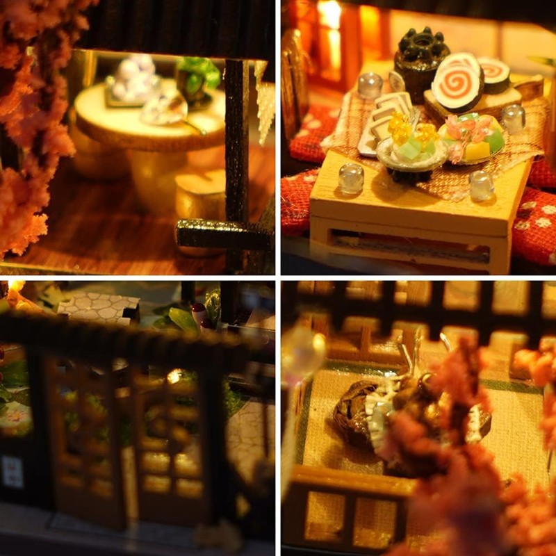 Mini Japanese Style Villa Miniature Wooden Dollhouse,DIY Miniature House Kit