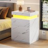 BTHFST Nightstand with Charging Station and LED Lights, Led Nightstand