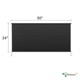 Dulepax RV Blinds - Pleated Shades, 50" W x 24" L Black RV Window Shades for Camper, Travel Trailers, Motorhome's Window
