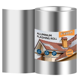 Aluminum Roll Flashing, 6'' x 50' Metal Roofing Roll for Roof and Garden, Prevents Roofing Stains, 0.019-inch/0.3 mm Thickness (26GA) Roof Strip for Moss and Mildew Prevention