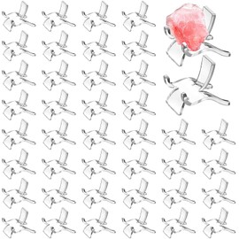 40 Pieces Acrylic Display Holder Clear Display Easel Stands Pedestal Small Collectibles Display Stands for Displaying Crystal Geodes Rock Mineral Agate Coral