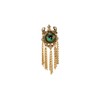 Knighthood Brooch Pin Gold Crowned Green Evil Eye with Hanging
