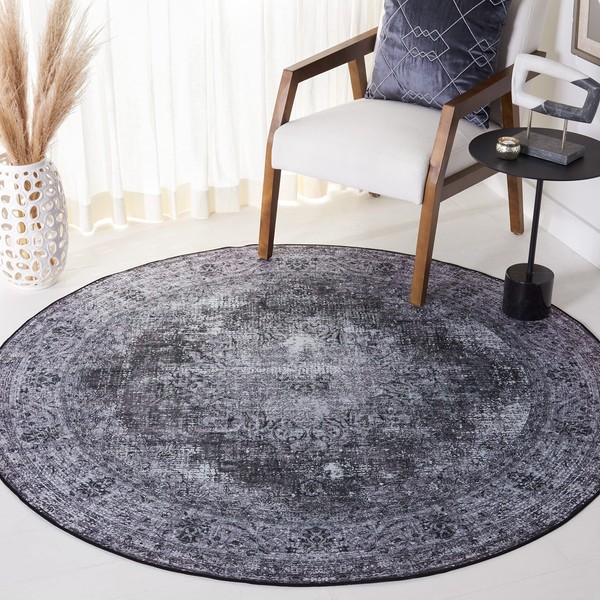 SAFAVIEH Tucson Collection Area Rug - 4' Round, Black &