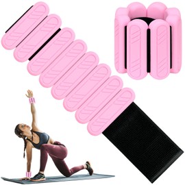 ouhos Adjustable Wrist and Ankle Weights, Black Pink Bracelet for Yoga, Dance, Barre, Pilates, Cardio, Aerobics, Walking Set of 2 (Pink, 2 kg （1 kg each))