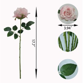 ATFL Pink Roses Artificial Flowers Bulk,12 Pcs Light Pink Roses Artificials,Light Pink Flowers,Fake Roses Artificial Flowers Bulk,Silk Rose Flowers,Artificial Roses with Stems for Wedding(Light Pink)