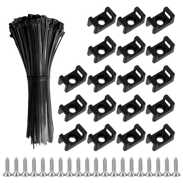 Wonvify Cable Ties 100 mm with Brackets and Screws, Pack