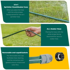 DXront Sprinkler Soaker Hose 75ft for Garden Lawn, Watering Hose with Holes, High-Efficiency Water-Saving Garden Irrigation System, Drip Hose Sprinkler