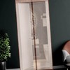 Magnetic Striped Hook-and-Loop Detachable Entrance Screen Door, 100x210cm Brown