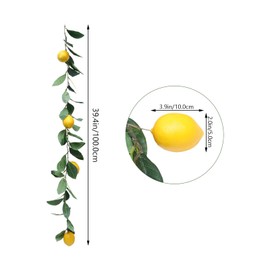 Zerodeko 1pc Simulation Lemon Rattan Summer Decor Lemon Hanging Rattan Wedding Door Garland Greenery Leaves Garland Green Vines Faux Branches Toys Plastic Artificial Fruit Branch