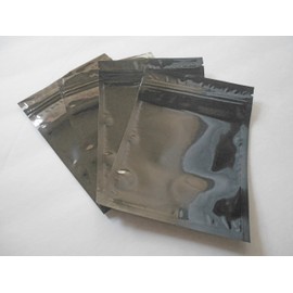 (100 Pieces) Black Mylar Resealable Zip & Seal Bags 3.5x5 Inches, Heat Sealable, Zipper, Smell Proof