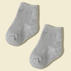 QIYIENDIAN 10 Pairs Baby Crew Socks Soft Cotton Elastic Solid Colours Socks for Unisex Toddler Boys Girls, Black / white / grey