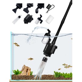 charmshine Electric Aquarium Gravel Cleaner [2025Edition] Removable Fish Tank Vacuum Water Changer Gravel Cleaner for Aquarium Freshwater Saltwater Tanks (with Filter Cup and Hose Clamp)