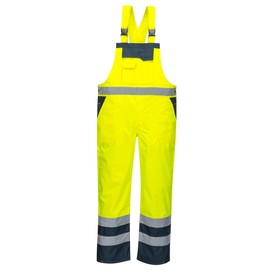 Portwest Contrast Bib & Brace Overall Coverall Dungarees Work Trousers ANSI E, YellowNavy, 3 XL