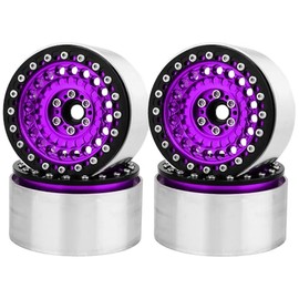 Pothyes Aluminum Circular Step Subsidence 2.2" Beadlock Wheel Rim for 1/10 SCX10 I II III Capra TRX4 VS4-10 Gen8 RC Crawler Upgrade (Purple)