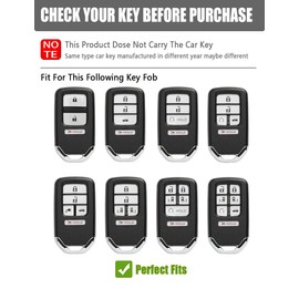 YINEOR Key Fob Cover Leather Car Key Case Keychain Fob Holder Compatible with Honda Accord Civic CRV Pilot Ridgeline Passport Insight Odyssey (HOHDA-Black)