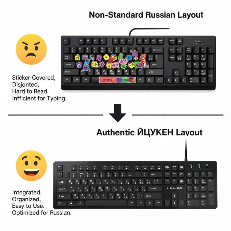 MIKUSO Russian Keyboard with English (Cyrillic),Non Fading Characters