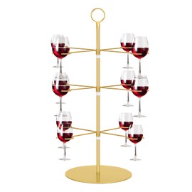 Sonhomay Cocktail Tree Stand, Champagne Glass Holder 3 Tier 12-Holder Drink Display Rack for Wine Champagne Glasses Space-Saving Metal Tower for Weddings & Parties