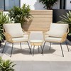 ONBRILL 3 Piece Patio Bistro Set,Outdoor Rattan Chairs&End Table, with