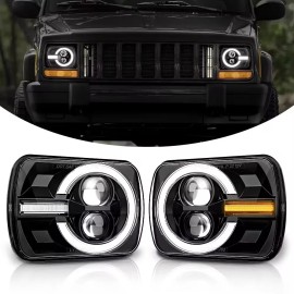 Unbranded Pair 5x7 7x6" LED Headlights H6054 For Jeep 84-2001 Cherokee XJ 86-1995 Wrangler