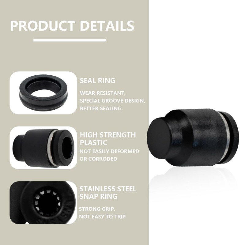 Bwintech 10 pieces 10 mm hose AD push-to-connect pneumatic cap