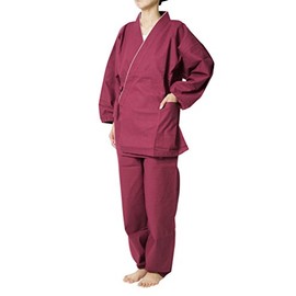 Satsuki Women's Samue, Monk’s Work Clothes, Small-Checked Fabric, 38-7930, S/M/L/LL, wine,