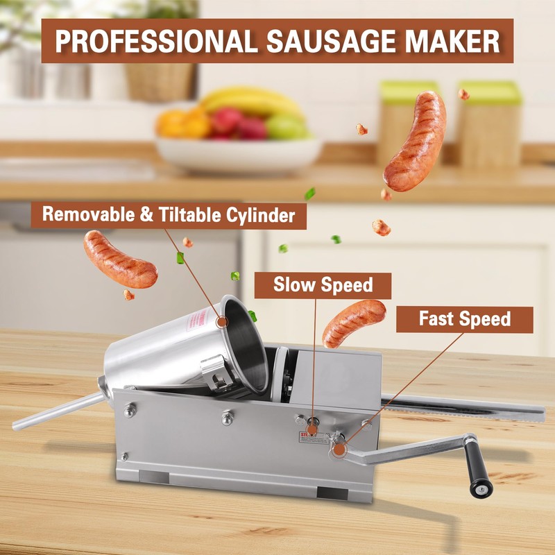 Hakka Sausage Stuffer 2 Speed Stainless Steel Vertical Sausage Maker