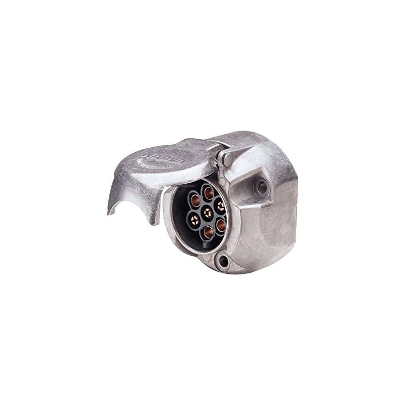 New Genuine Narva 7 Pin Round Metal Large Trailer Socket