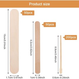 ZMDMAH Pack of 300 Wooden Spatulas Waxing Ice Sticks Wooden Spatulas Wooden Sticks Mouth Spatulas Wooden Sticks for Crafts Wooden Mouth Spatulas for Hair Removal, Treatments or Woodwork
