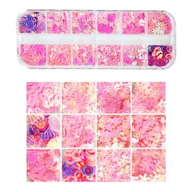 MAIOUSU STORE MAIOUSU STORE 72 Grids Valentine's Day Nail Art 3D Pink Red Holographic Nail Sequins Lazer Butterfly Star Moon Flakes Glitter Heart Hollow Heart Lip Shape Laser Flakes Sparkly Confetti